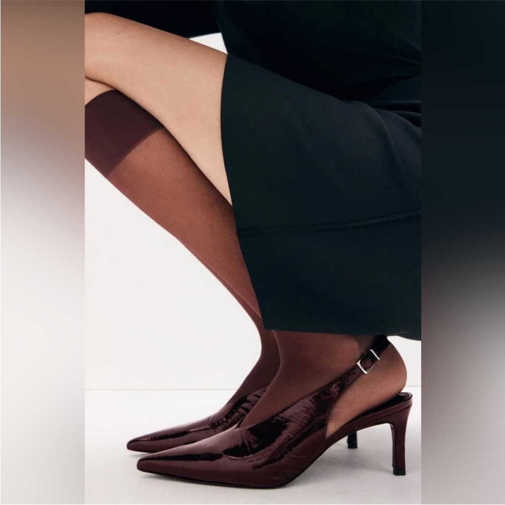 COS Patent Leather Burgundy Heeled Shoes - Picture 4 of 8